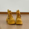 Yellow Retro British Style Thick-soled Heightening Martin Boots Women's 2025 New Summer High-end Thin Short Boots