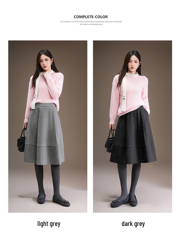 2025 Winter Slimming A-Line Wool Skirt: Mid-Length, Hip-Covering, Stylish & Comfortable Drape