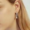 Silver Plated Full Paved CZ Hoop Earrings, Sparkling in & Out Crystal Huggie Hoops for Women