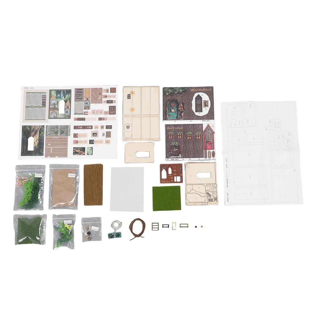 Kit Casă DIY cu Bandă Luminoasă Deschidere Închidere Casă Miniatură din Lemn Kit de Asamblare Masă