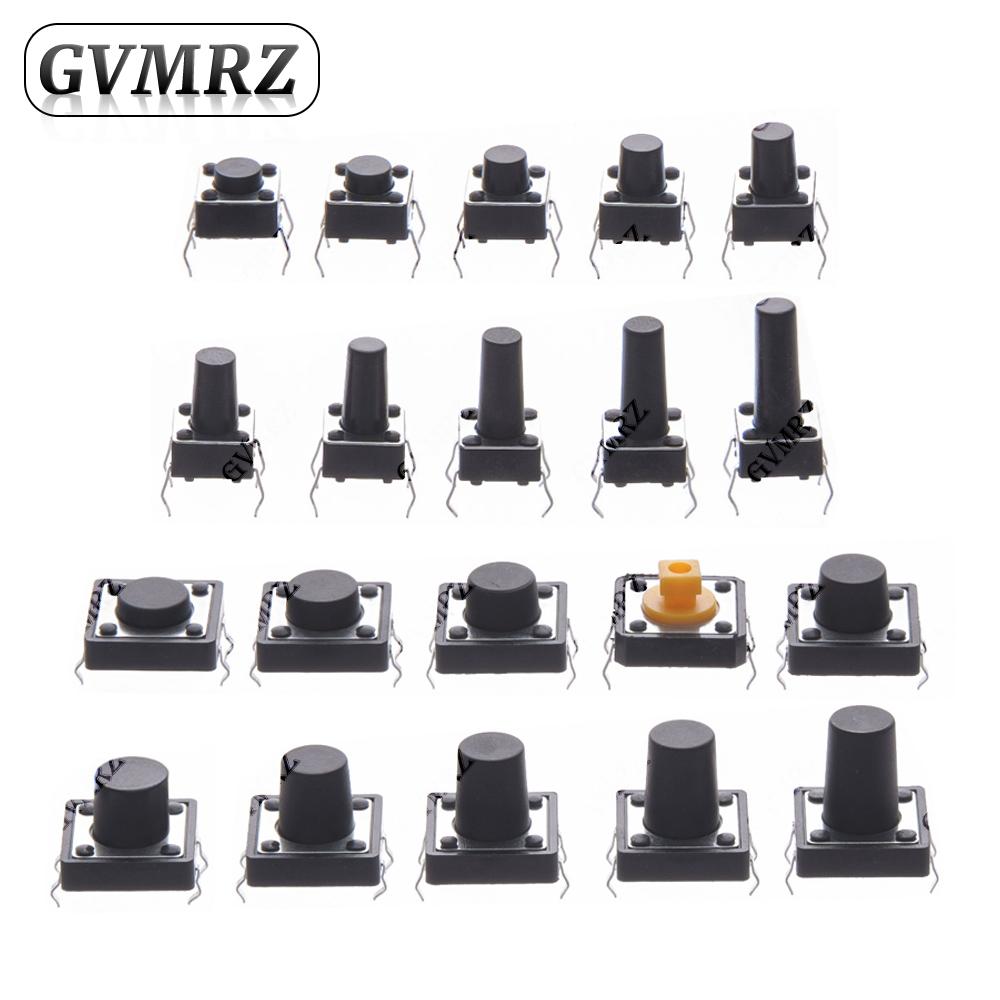 250PCS 20value 4pins 6x6mm 12x12mm 5/6//8/9/10/11/12/13mm Tactile button switch micro instant classification Assorted kit 