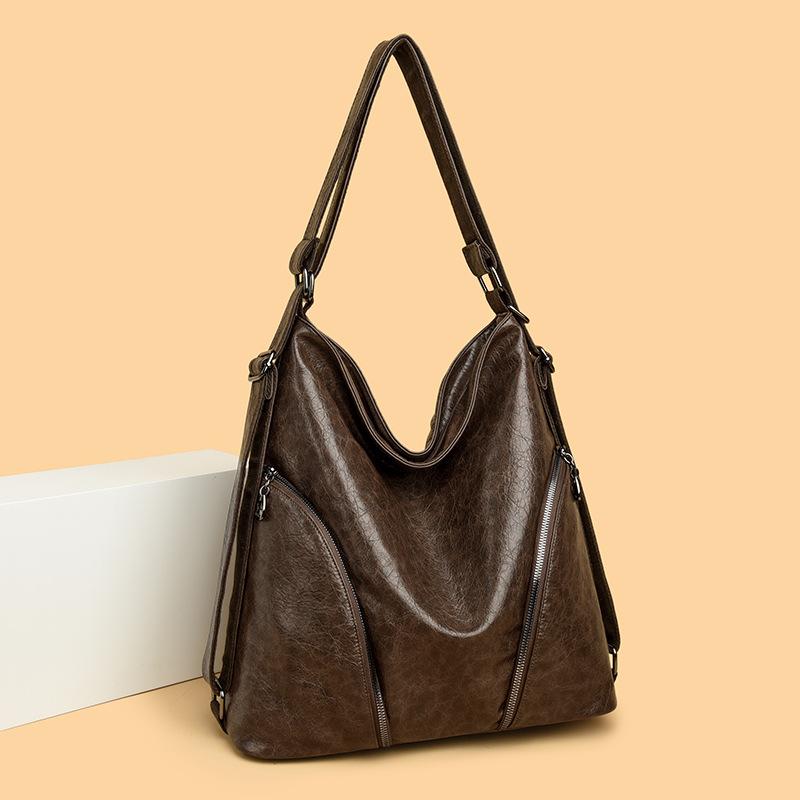 Popular Korean Style Lazy Soft Leather Women's Bag with Large Capacity, Versatile Shoulders, Fashionable Crossbody and Single Shoulder Bag for Women