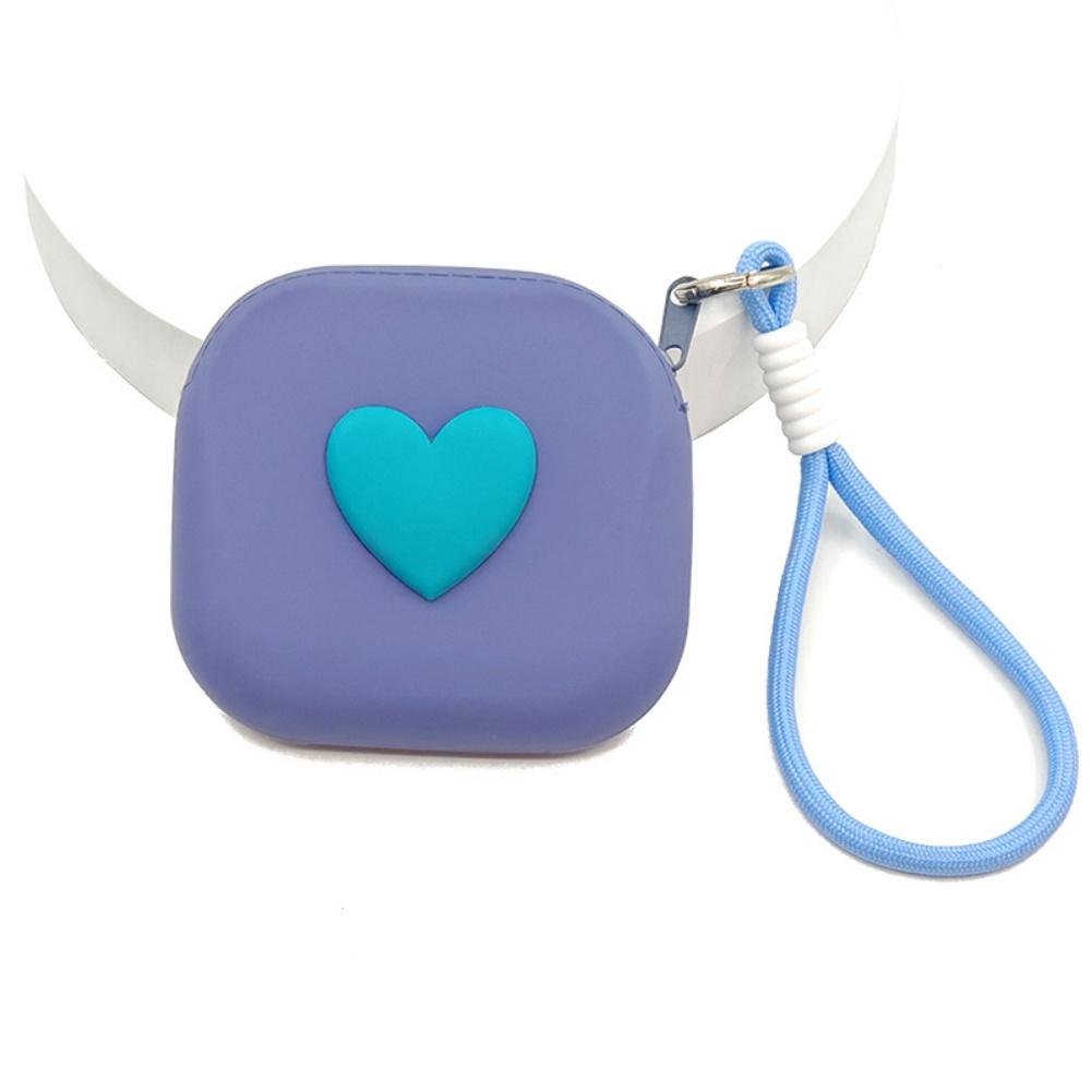 New Love Heart Storage Bag Silicone Coin Purse Wallet with Weaving Lanyard Portable Data Cable Earphone Organizer Key Pouch