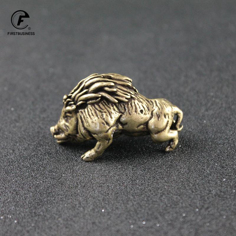Vintage Copper Small Wild Boar Figurines Retro Brass Animal Crafts Ornaments Tea Pet Desk Decoration Home Decor Accessories Gift