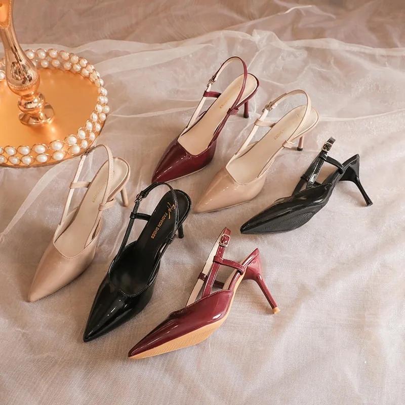 Fashion New Brand Plus Size 34-42 Women Heeled Sandals Retro Rome High Heels Shoes Women High Heel INS Leather Buckle Pumps Mules