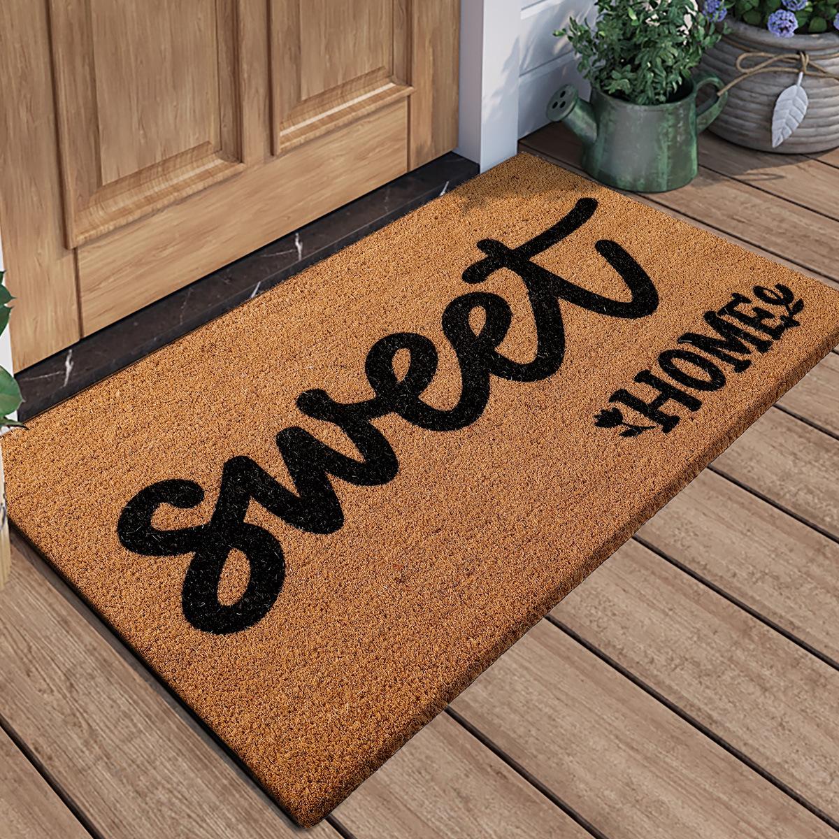Tapis Imprimé Soie Marron Coco Tapis de Sol Grattoir à Boue Poussière Tapis d'Entrée Antidérapant Tapis Antidérapants 45*75cm