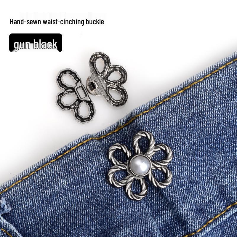 Metal Six-Petal Flower No-Sew Detachable Waist-Cinching Buckle