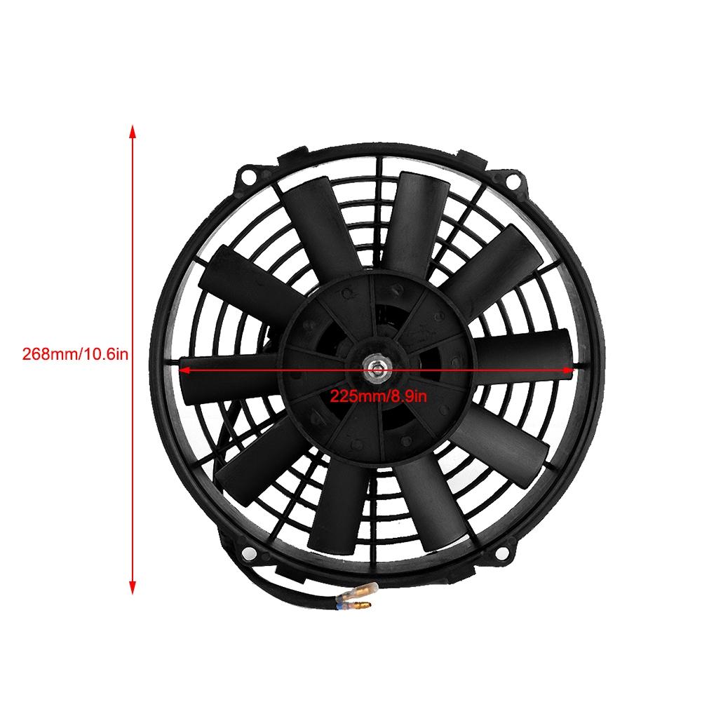 12V 80W 9inch Universal Car Curved Blade Air Conditioner Condenser Electric Cooling Fan