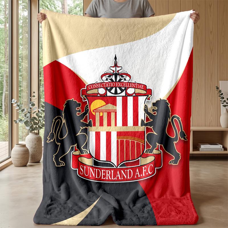 Sunderland Football Print Flannel Blanket, Soft Warm Lightweight Throw Blanket for Sofa Bed Camping