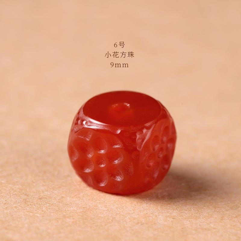 Southern Red Agate Carving Accessories, Six-character Mantra Barrel Beads, Irregular-shaped Beads, Abacus Separator Pieces, Walnut Beads,