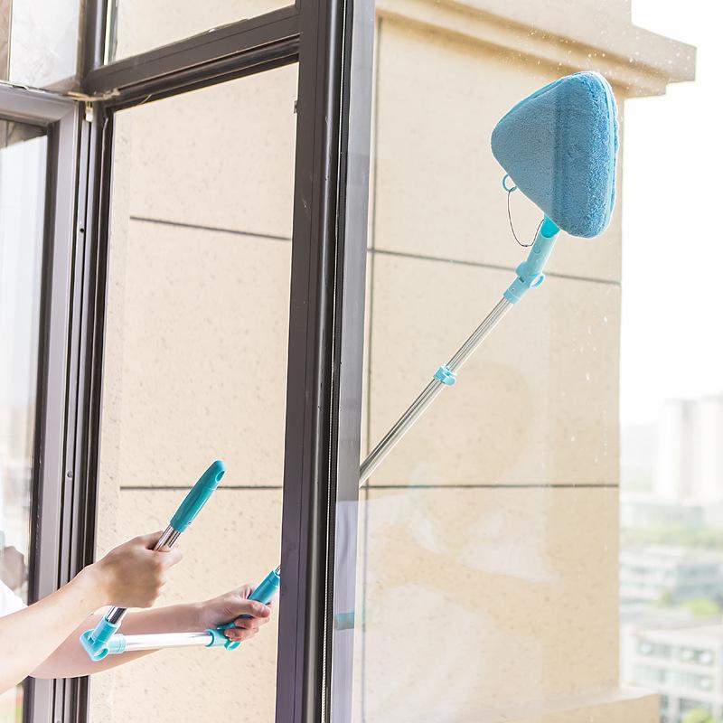 

Triangular Long Handle U-Shaped Glass Cleaner, High-Rise Outdoor Window Cleaning Tool Household Retractable Window Wiper Artifact синий