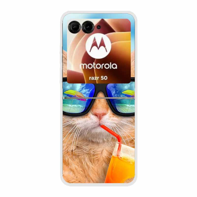 For Motorola Razr 50 Ultra Case Plastic Hard Painted Cartoon Transparent Back Cover Case for Motorola Razr 50 5G Hard PC Case 50