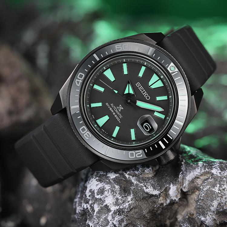 Seiko Prospe Automatic Mechanical Movement Silicone Strap Watch Men's Watches Black Dial SRPH97K1