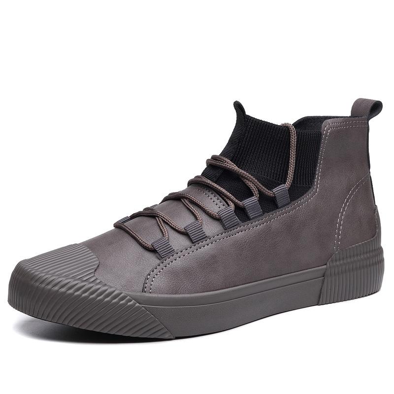 Fashion Men's Board Shoes British Fashion High Top Elastic Belt Casual Teenager Men's Tennis Shoes Sneakers Zapatos De Hombre