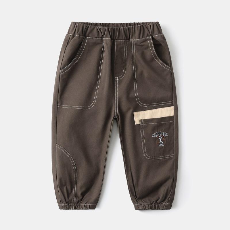 

Детские брюки Брюки для мальчиков Брюки для малыша Красивые Лоскутные с вышивкой Повседневные Брюки с завязками на щиколотках 140 коричневый