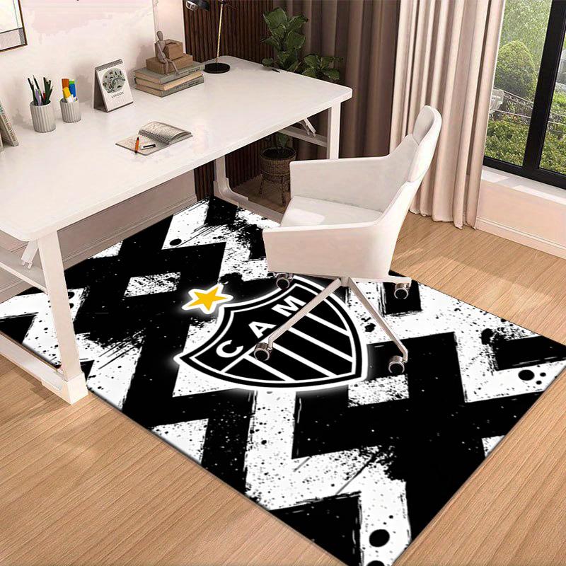 Black And White Stripes With Shield Printed Area Rug for Office, Chair Rug, Decorative Carpet Floor Mat, Large Size Fan gifts Christmas gifts