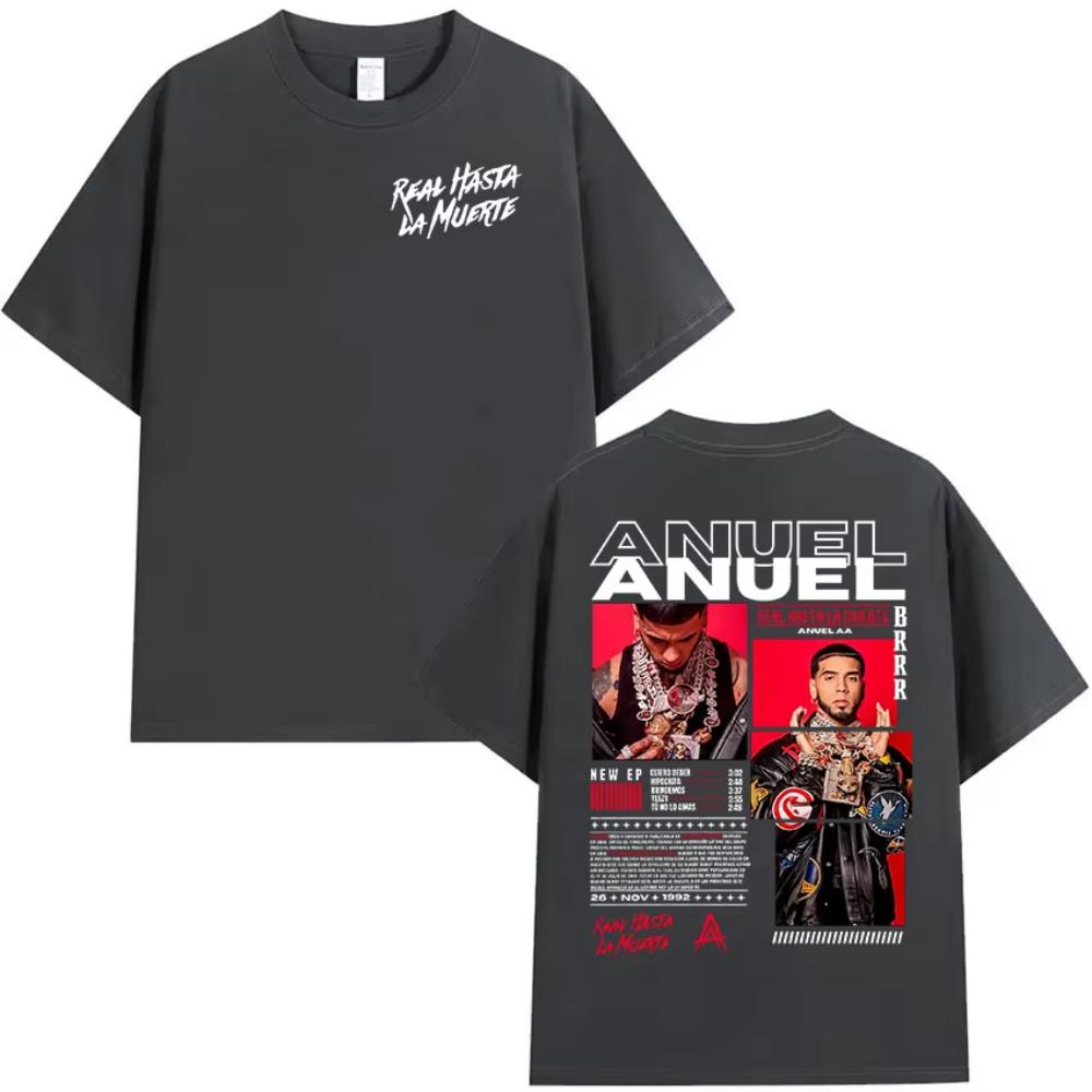 Rap Singer Anuel AA Real Hasta La Muerte Tour 2026 New Album Summer Unisexs Womens Hip Hop Gothic Tshirt Cotton Unisexs Tshirt