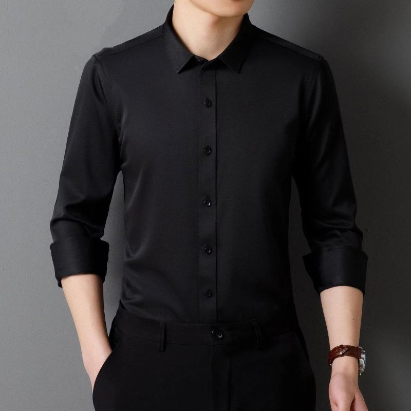 Elastic Long-sleeved Shirt Work-fitting Business Shirt Young Men's Spring Summer Casual White Shirt