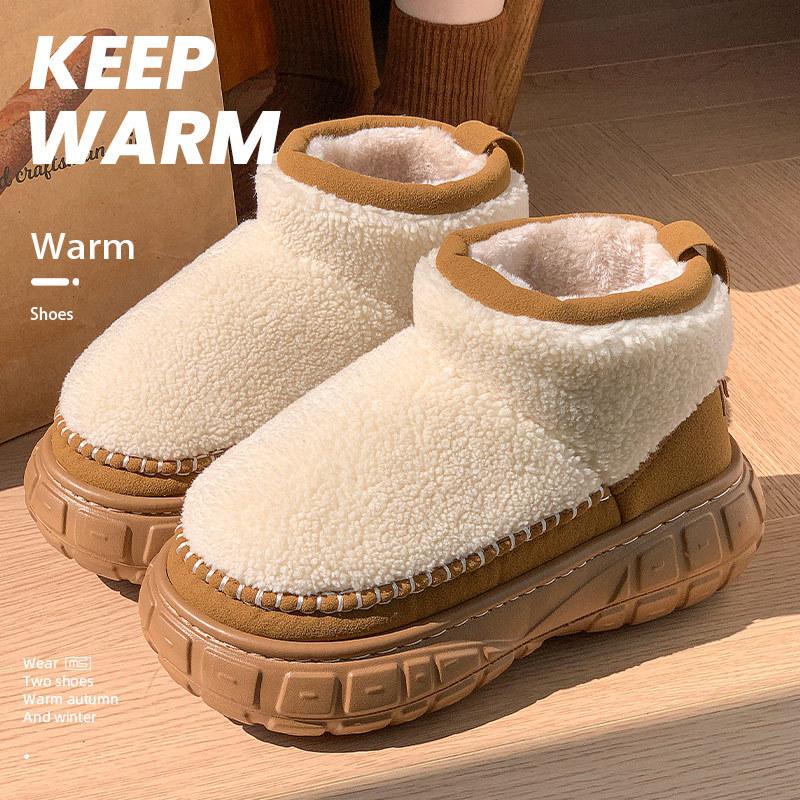 Winter new thick-soled heightened waterproof table piled thickened cotton shoes Gaobang snow boots home cotton shoes
