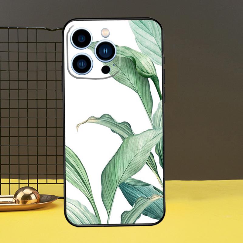Tropical Leaves Case For iPhone 15 14 13 12 11 Pro Max X XR XS 7 8 Plus SE 2022 12 13 Mini Bumper Cover
