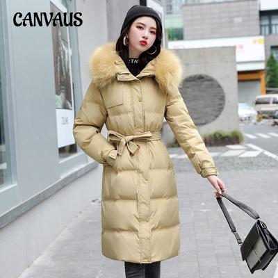 Feder Baumwolljacke Baumwolljacke Damen Herbst und Winter Verlängerter Pelzkragen Übergröße Jacke