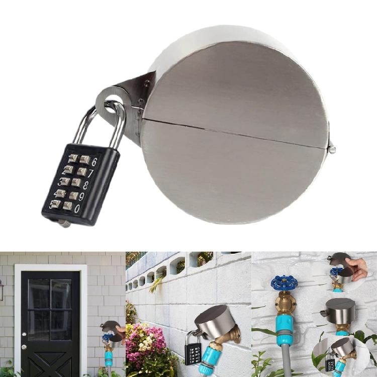Outdoor Faucet Lock Systems Gate Valves Lock Stainless Steel Water Spigot Lock Faucet Protections Cover With Padlock