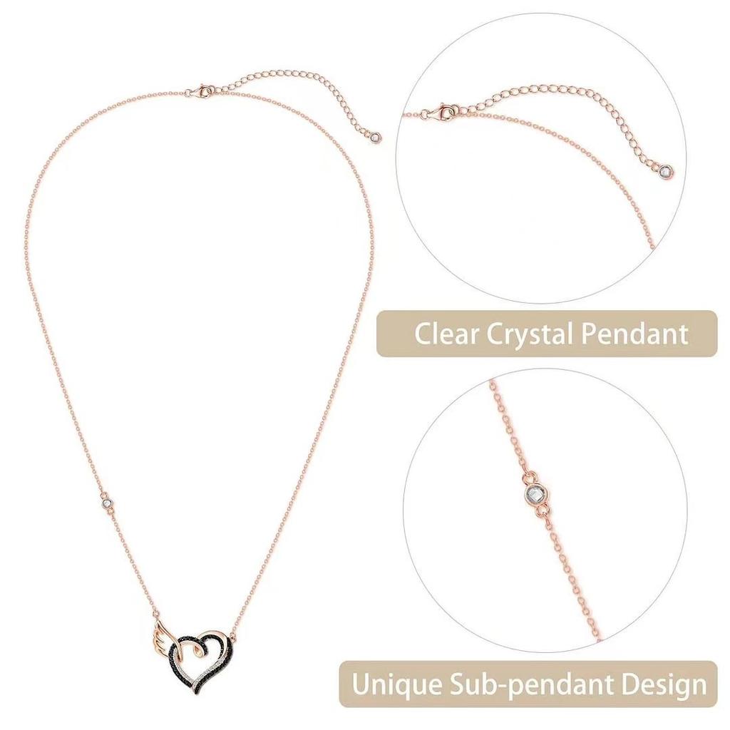 Spring New Heart Necklace for Women Wings Pendant Collarbone Chain