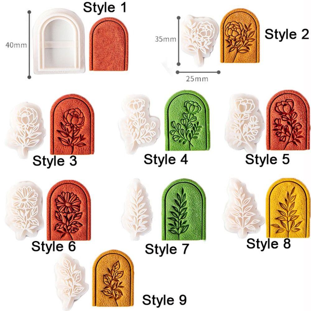 Rose Carnation Soft Pottery Polymer Clay Cutter Earrings Mold Vintage Leaf Ornaments Clay Mould Cut Embossing Making Tool