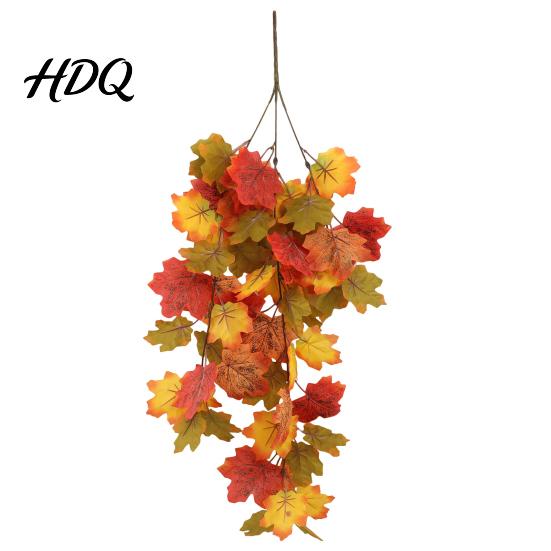 Thanksgiving Party Supplies Artificial Maple Leaf Vines Realistic Flexible Autumn Garland Fall Rustic Home Accents Decoration Seasonal Rattan