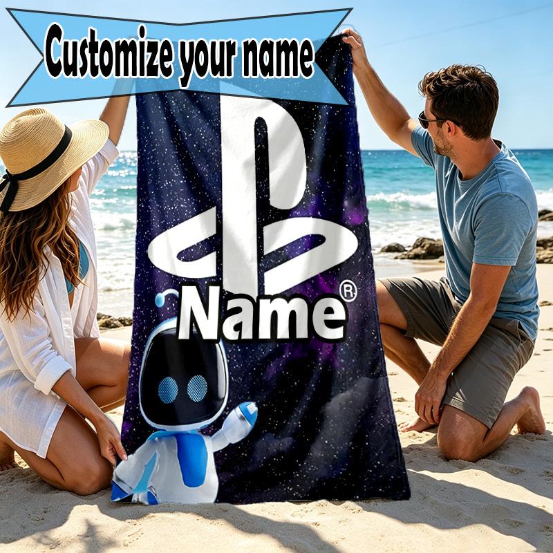 Custom Name Personalized Cosmic Bot Crew Print Beach Towel, for Trip Camping Beach Party Home Decor, Birthday Gift for Family & Friends