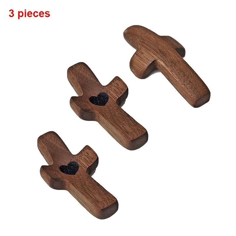 Room Decor Walnut Wooden Thumb Crosses, Handheld Prayer Beads, Church Easter Religious Accessories, Spiritual Devotional Tools