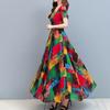 Kobiety ubierają kolorowy nadruk z dużym obszyciem Letnia długa sukienka w kształcie litery A Streetwear