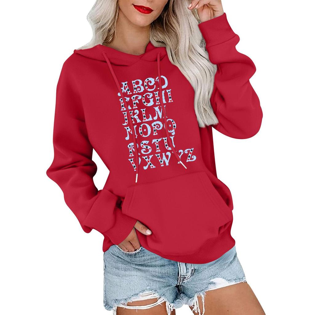 Women's Casual Comfortable Neck Hooded Long Sleeve Christmas Print Warm Sweatshirt