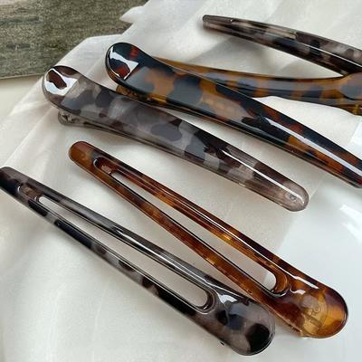 12CM Prendedores de Cabelo Longos de Acrílico com Estampa de Leopardo Grande para Mulheres Presilha Bico de Pato Prendedores de Cabelo para Franja Grampos de Cabelo para Meninas Acessórios de Cabelo Sexy