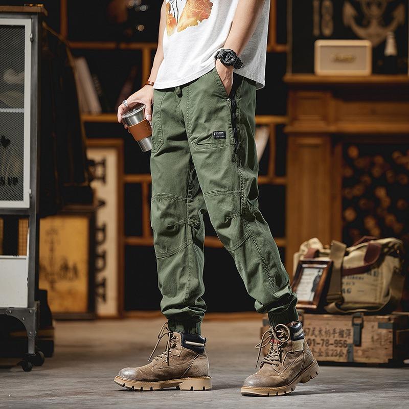 

New overalls men s loose casual pants men s trousers sports retro trendy pants men s high-end men s clothing 38 армия зеленый