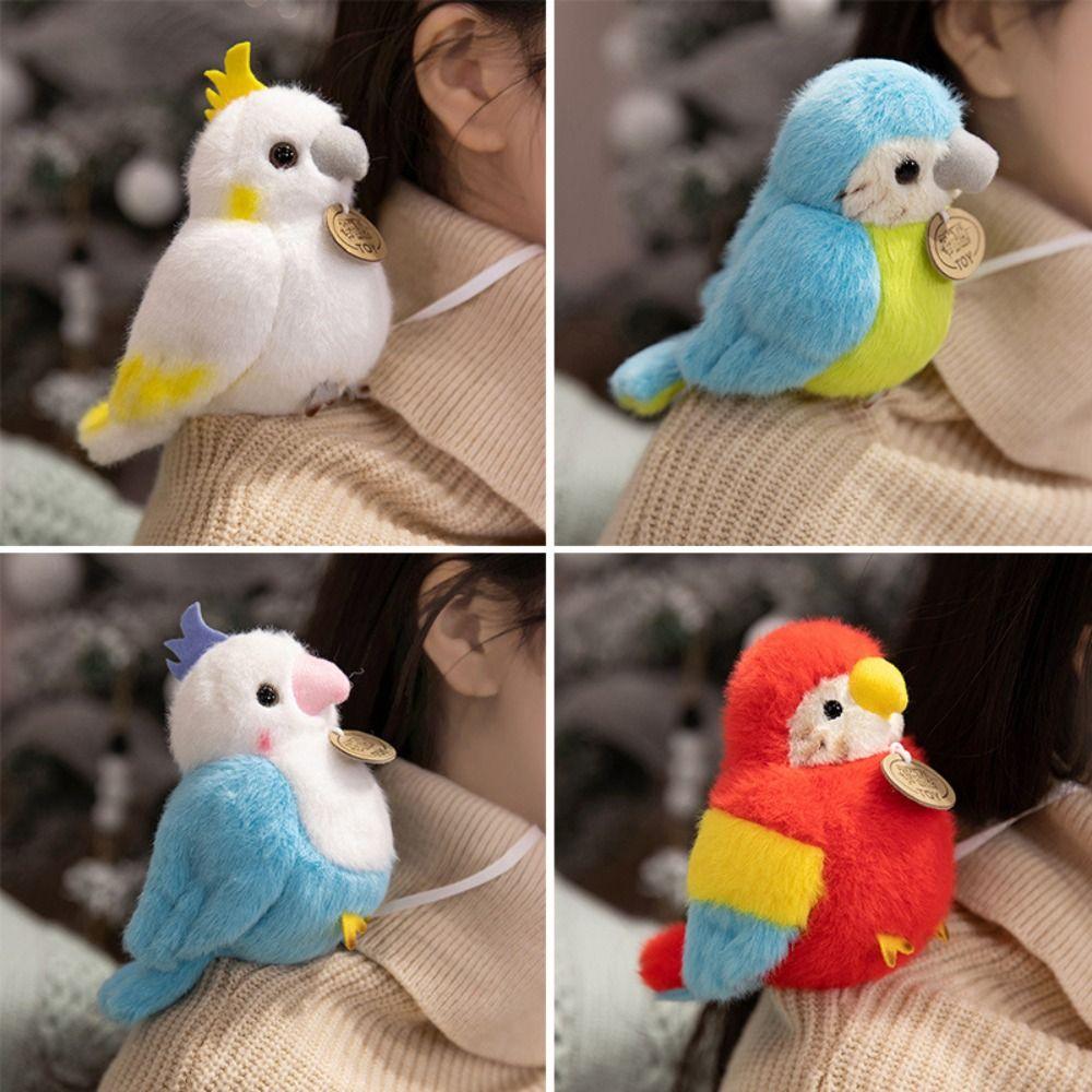 Plush Animal Parrot Plush Pendant Simulation Standing Shoulder Animals  Birthday Gifts