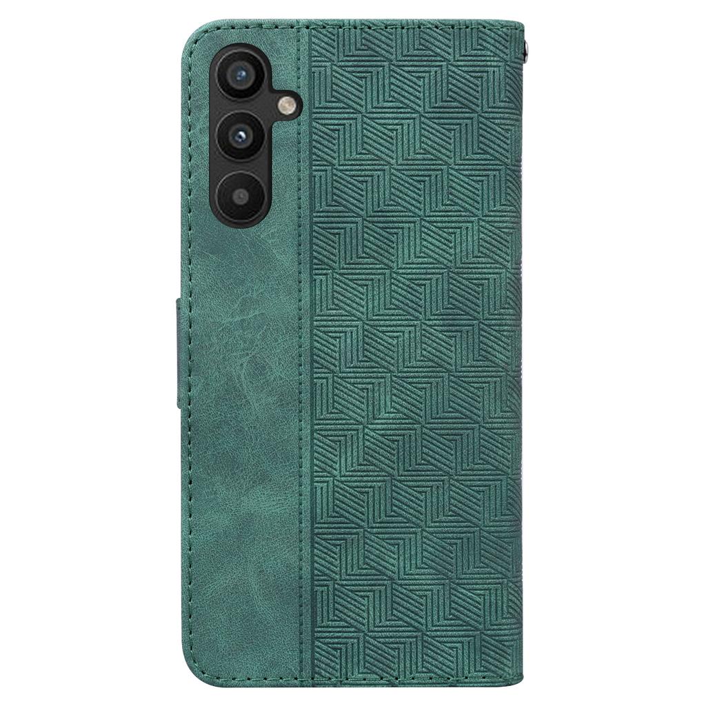 For Samsung Galaxy A54 5G Wrist Strap Phone Shell Imprinted Geometry Pattern Phone Case PU Leather Magnetic Closure Stand Wallet