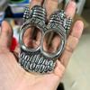 Pierścień na kostkę czaszka barana vintage gotycki mosiężny podwójny pierścień na palec dla motocyklistów punk rockowców