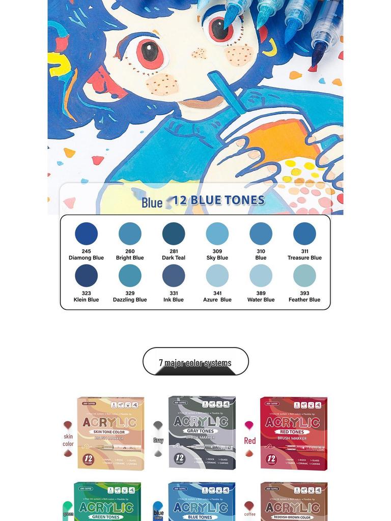 Weiche Acryl-Marker Stifte Set für Anime Hauttöne und Macaron Farben - Ideal für Kunstprojekte von Grundschülern