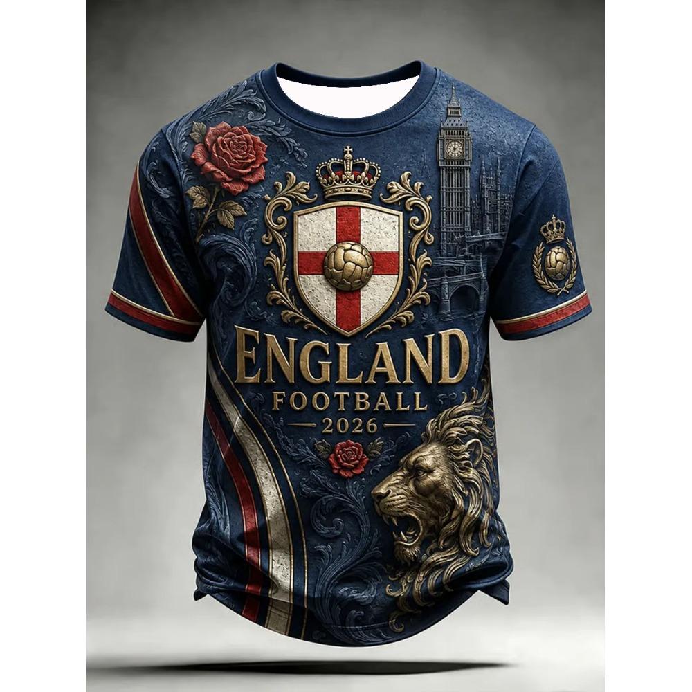 2026 Edition England Fans Football Training T-Shirt - 3D Digital Printing - Comfortable and Breathable - Family Clothing
