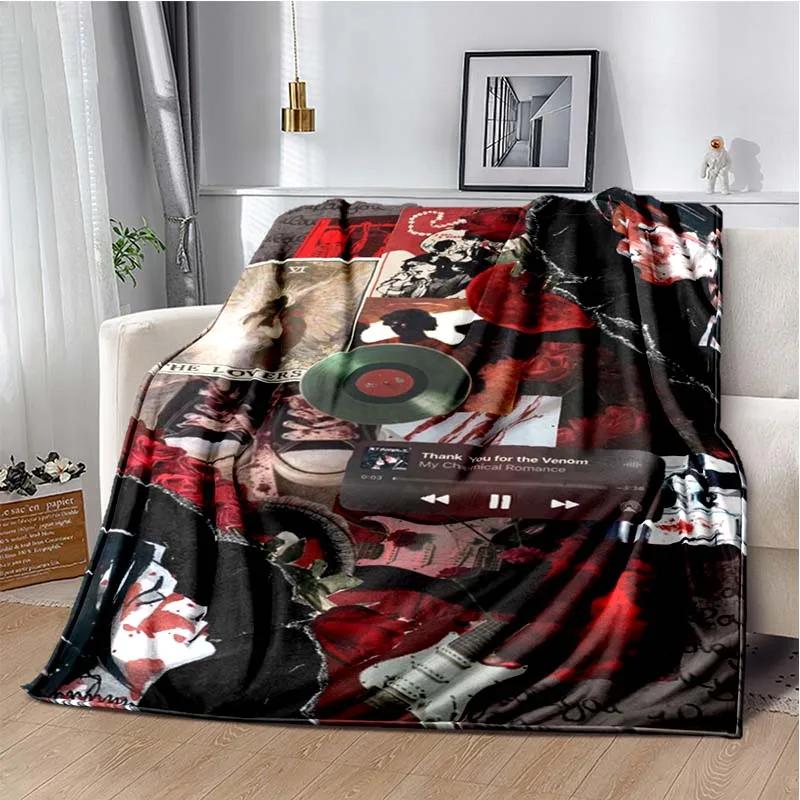 USA My Chemical Romance Band Blanket Printed Flannel Blanket Soft Warm Plush Throw Blanket for Bed Bedroom Sofa Picnic Fan Gift