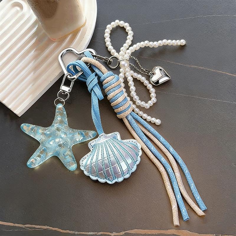Bag Charm Starfish Bag Pendant Cute Leather Shell Decorative Fashion Braided Rope Bag Gift All-purpose Accessory