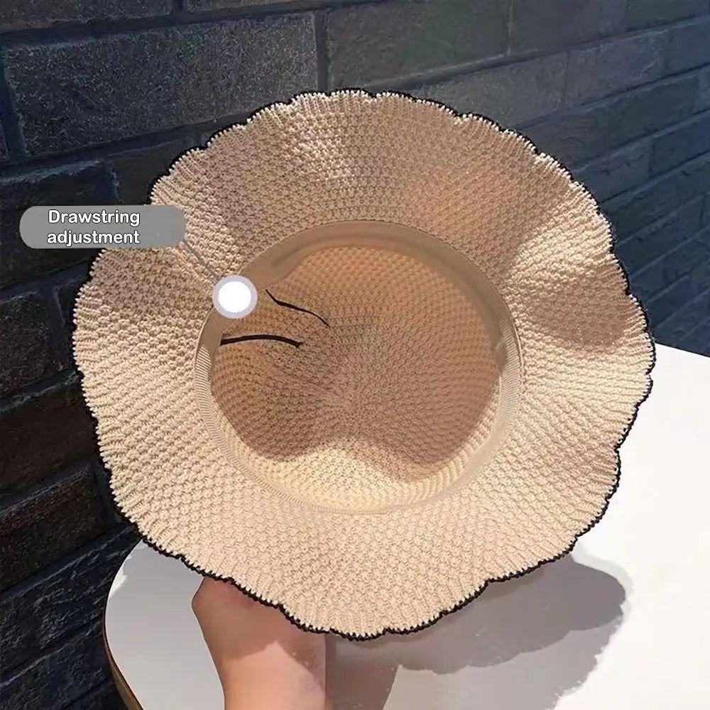 Breathable Crochet Bucket Hat UV Protection Summer Sunshade Visors Knit Fisherman Hat  Outdoor