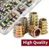 Pack of 130 Mixed Size Internal External Thread Furniture Nuts for Home Assembly and Repair in Storage Box