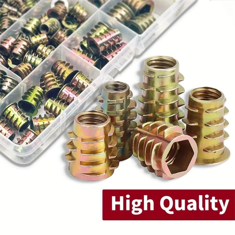 Pack of 130 Mixed Size Internal External Thread Furniture Nuts for Home Assembly and Repair in Storage Box