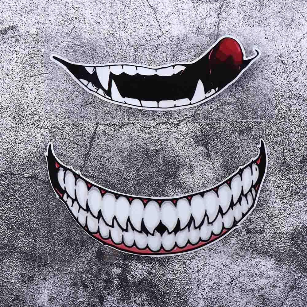 Self Adhesive Evil Tooth Accessories Motorcycle Helmet Sticker Evil Tooth Car Stickers Car Decals Scratch Sticker