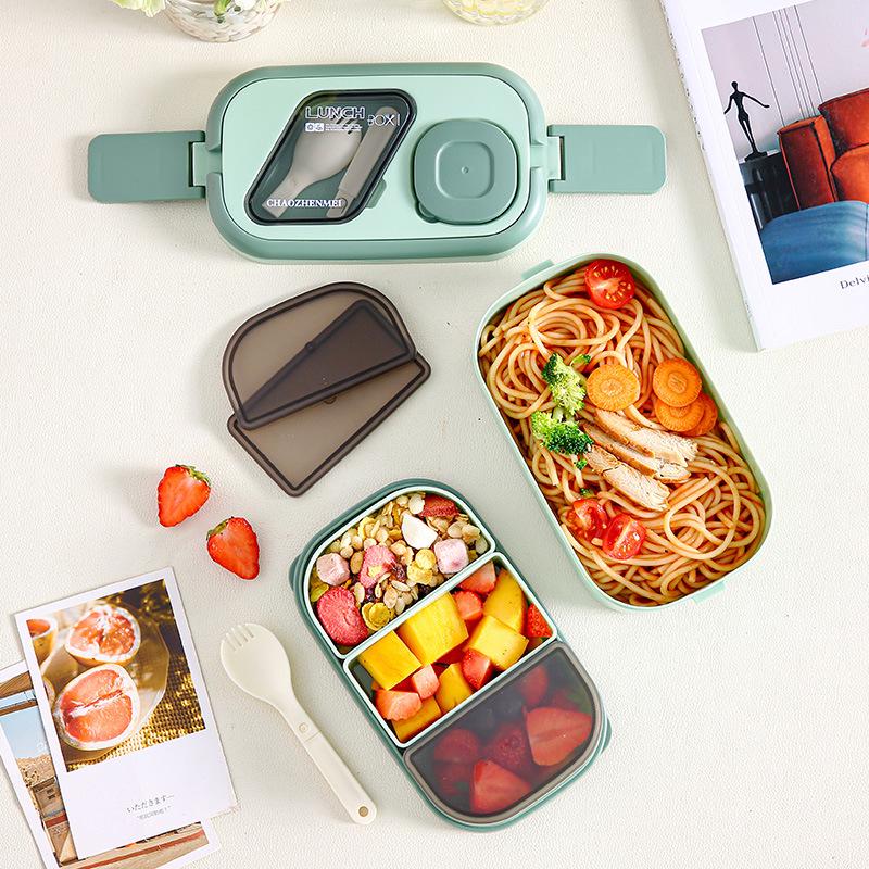 Microwave-Safe Multi-Layer Lunch Box with Cutlery and Food-Grade Fresh-Keeping Box