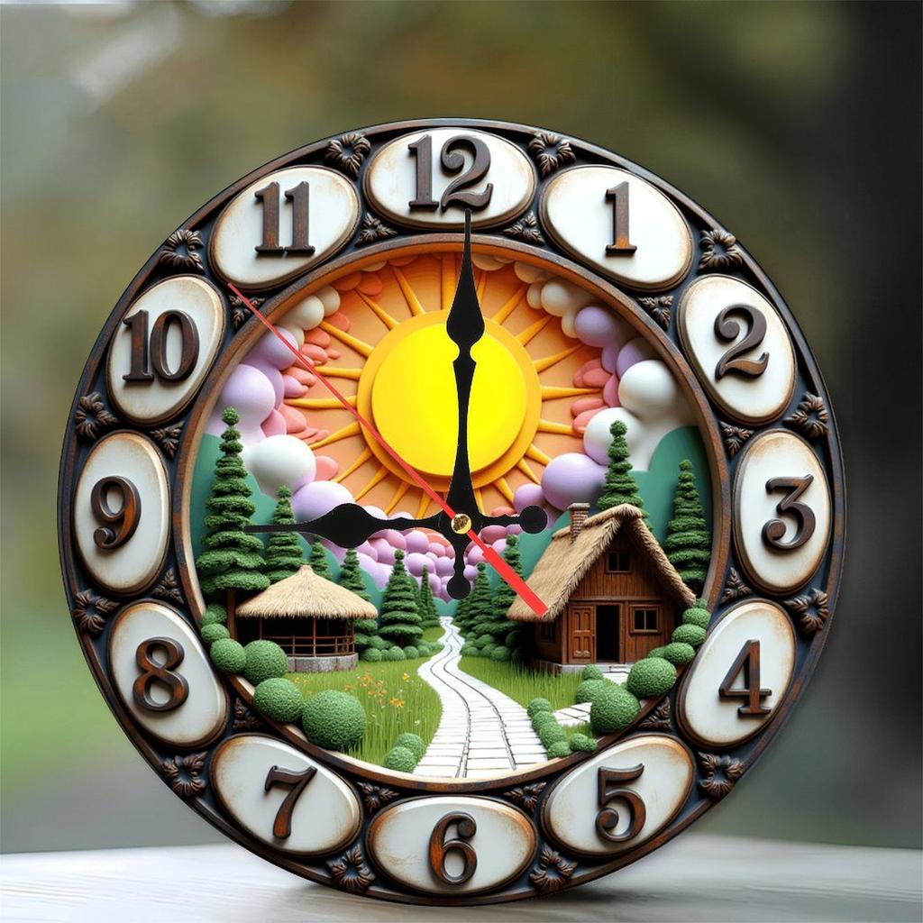 25x25cm Wood Wall Clock with a Secret Compartment Activated by a Mechanism