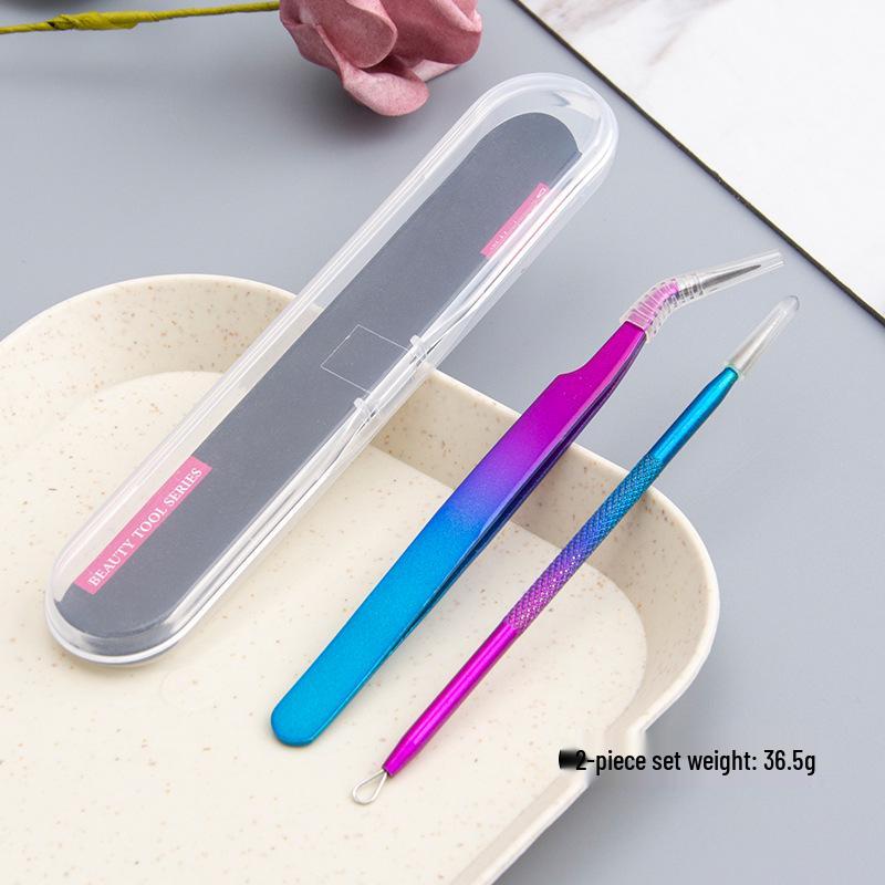 Nerezová ocel Zahnutá špička Pinzeta na prodlužování řas - Vysokohustotní Páv Motýl Kvetoucí Klip