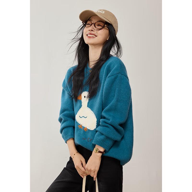 VICTORIA&VERA Women's Little Duck Jacquard Knit Sweater